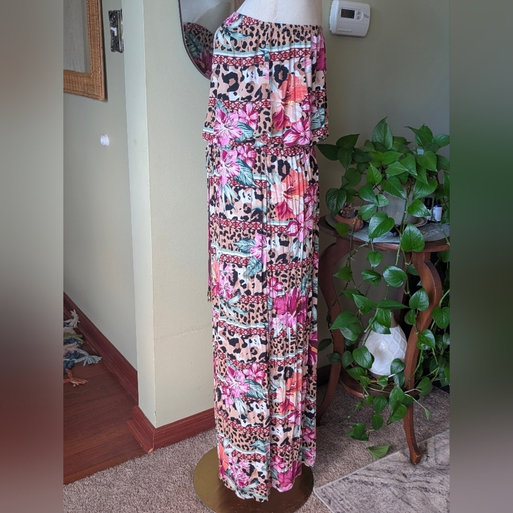 Lascana for Venus Strapless Maxi Dress Large Floral Animal Print Pockets EUC - Picture 10 of 16